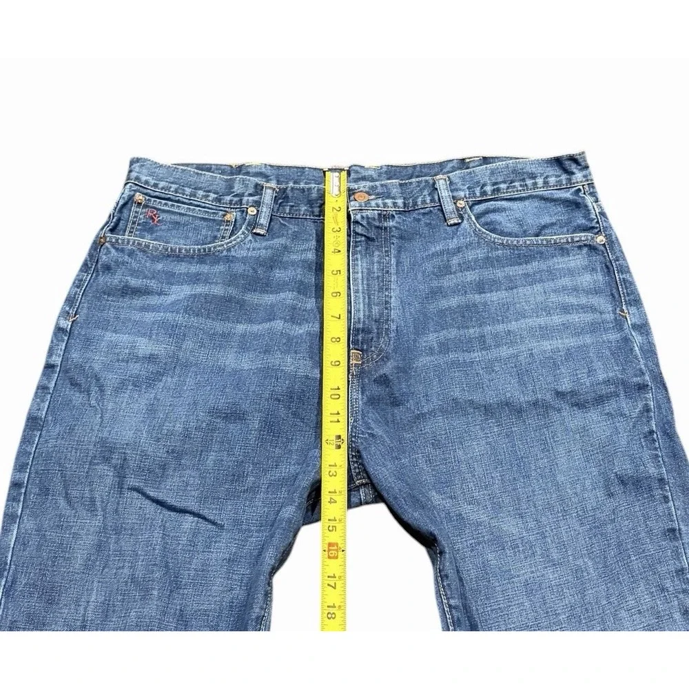 Polo Ralph Lauren Vintage 67 Jeans 40x32 Blue Straight Leg RL Logo Distressed